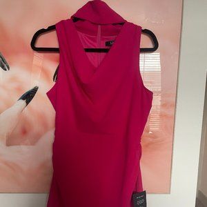 Lulu's Flaunt Your Figure Hot Pink Mock Neck Cutout Bodycon Mini Dress
